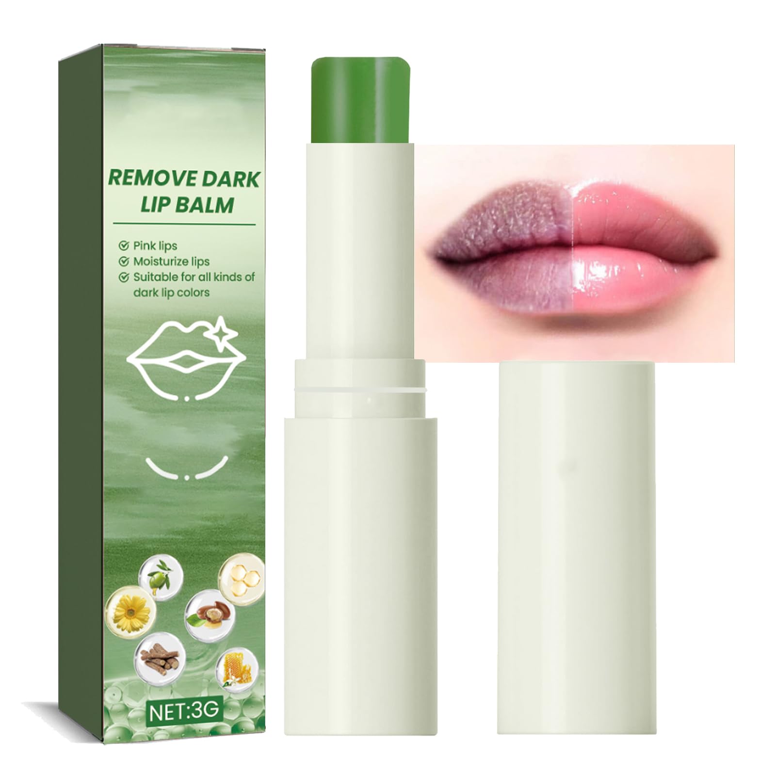 MEITREND Lip Lightening For Dark Lips, Lip Balm Lips Pink Bleaching Cream Balm,Moisturizing Lip Balm Whitening & Brightening, Remove Dark Lips 3G (A)