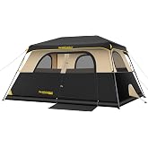 FanttikOutdoor Instant Cabin Tent 6/8/10/12 Person Camping Tent Setup in 60 Seconds with Rainfly &amp; Windproof Portable with Carry Bag for Family Camping &amp; Hiking, Upgraded Ventilation, Khaki