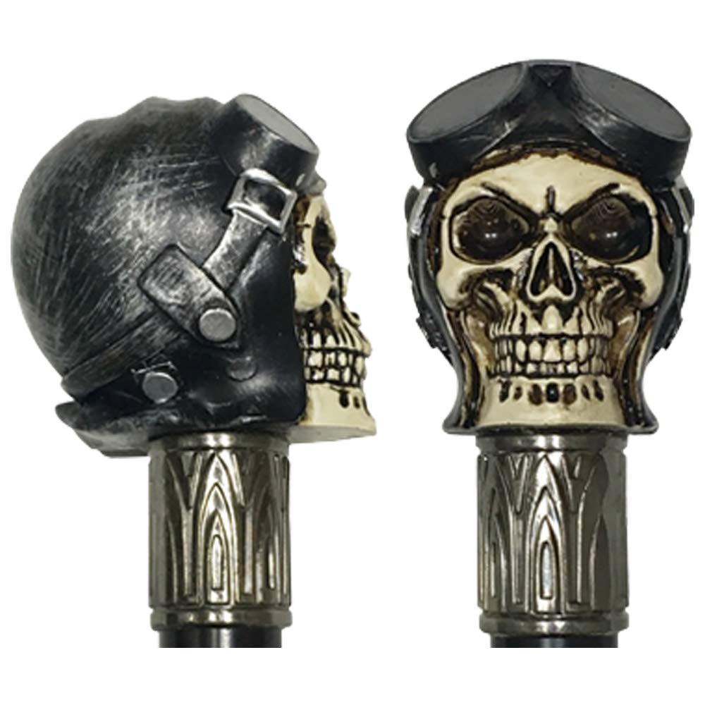 Nemesis Now Ride or Die Skeleton Biker in Helmet Topped Swaggering Cane, Resin and Alloy, Black, 78cm