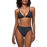 Wizbran Women's High Waisted Bikini Sets Sexy V Neck Push Up Triangle Swimsuits 2 Piece High Cut Bathing Suits