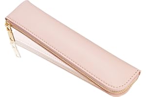 Sluxa Pink slim pencil case, Small leather pouch, Leather pencil pouch, Leather pencil holder for women.…