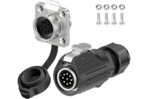 E-WeiChat EW-LP16 Industrial Waterproof Connector IP68 Quickly Plugging Aviation Connector Anti-Interference Circular Connector Fast Release Electrical Connector M16 2-9 Pin Flange Socket (9 Pin)