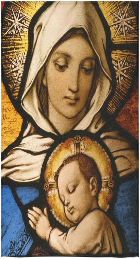 Amazon Com Christmas Thanksgiving Day Towels Vingin Mary And Baby Jesus Christian Catholic Religious Gift Thin Soft Towel One Side 30x56inches Home Kitchen