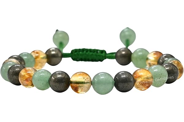 Money Wealth Success Bracelet - Pyrite Green Aventurine Citrine Bracelet Set for Men Women Healing Calming Anxiety Stress Relief Gifts Pulseras Para Hombres Mujer Stocking Stuffers (Adjustable)