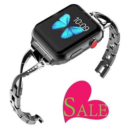 Stainless Steel Women Bracelets Compatible Apple Watch 42mm 44mm 38mm 40mm，Replacement iwatch Smartwatch Bands Watchband for Series 4 Series 3 Series ...