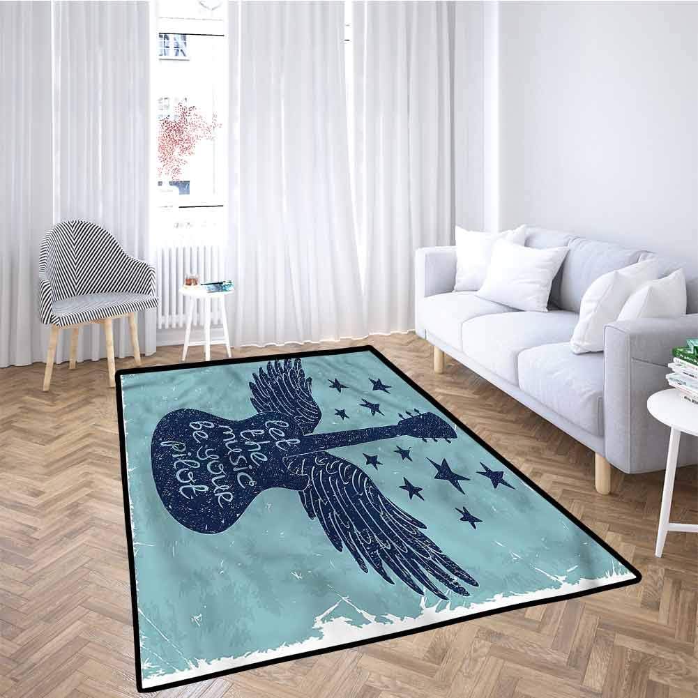 Music Non-Slip Rug Floral Design with Birds Children Play Rugs