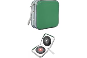 WINUERK Car CD DVD Case, 48 Capacity Portable Zipper CD DVD Organizer Storage Wallet with Closure and Handy Strap, Hard Plastic CD Holder, Universal Car Accessories for Home Office Travel