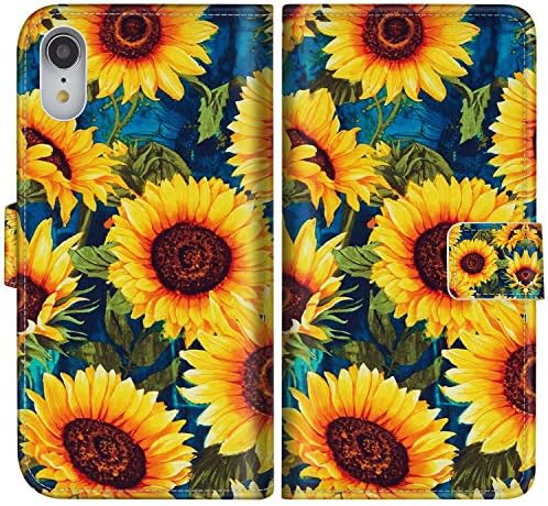Sakuulo Flip Wallet Case for iPhone XR PU Leather Case with Multi Credit Card Holders ID Slot Pockets Folio Magnetic Closure Cover for Apple iPhone Xr 6.1 inch 2018 (Sunflower)