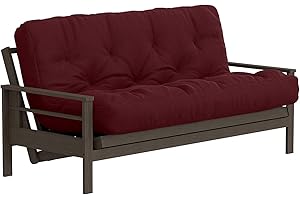 Royal Sleep Products by The Futon Factory 10 inch Memory Foam and Pocket Coil Futon Mattress - Solid Burgundy Cover - Full Size - CertiPUR Certified Foams - Made in USA - (Frame not Included)