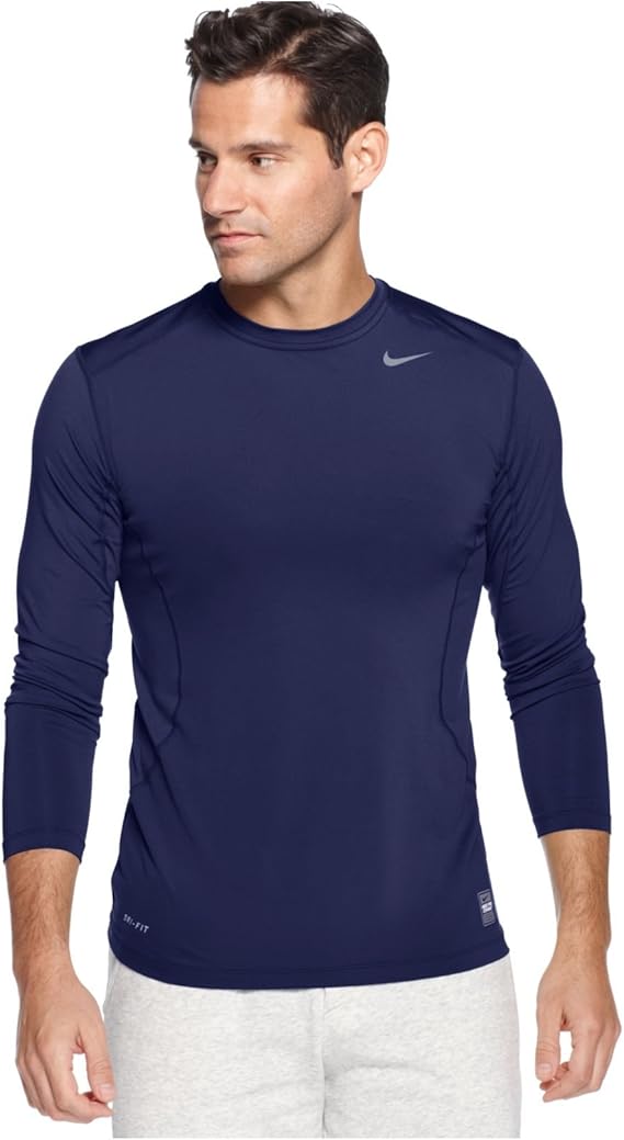 Amazon.com: Nike Pro Cool Compression Men's Long Sleeve Shirt (College ...