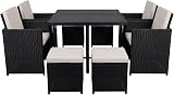 Panana 8 Seater Rattan Garden Dining Set with Table 4 Chairs 4 Stools view 1