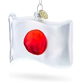Waving Flag of Japan Blown Glass Christmas Ornament