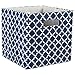 DII Hard Sided Collapsible Fabric Storage Container for Nursery, Offices, & Home Organization, (13x13x13) - Lattice Nautical Blue