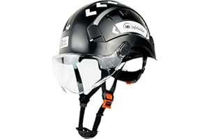 SAFEBUILDER CR06+V Construction Safety Helmet with Visor ABS Hard Hat Adjustable Ventilation Hardhats Industrial Work Head Protection for Men Certified ANSI/ISEA Z89.1