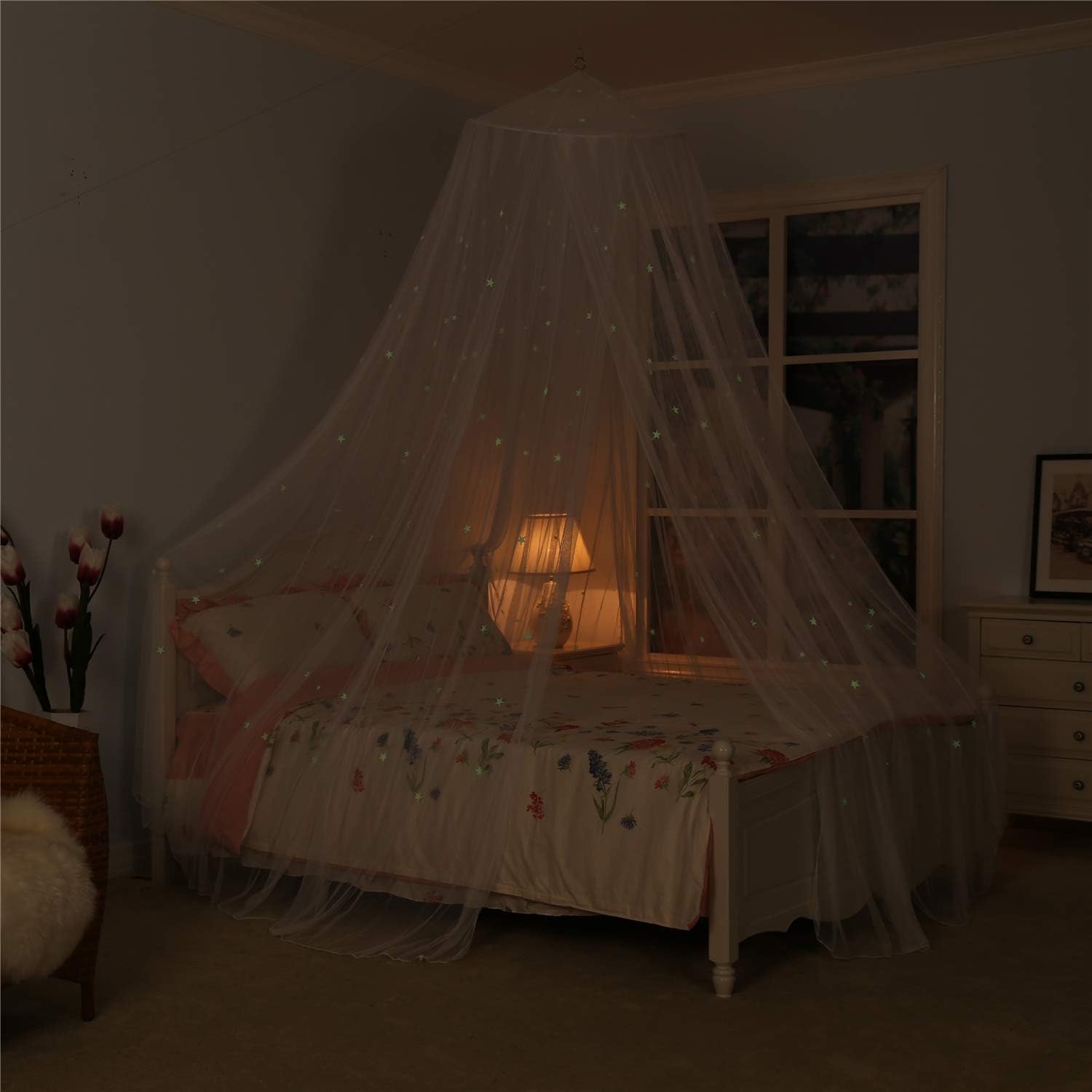 Bed Canopy with Glowing Stars in The Dark, Bed Curtain for Baby Cot Kids Bed & Toddler Bed, Single & Double Bed - Image 3