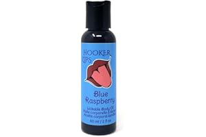 Hooker Lips Blue Raspberry Lickable Body Oil. Made in Canada. Edible Flavoured Massage Oil. 60 ml.