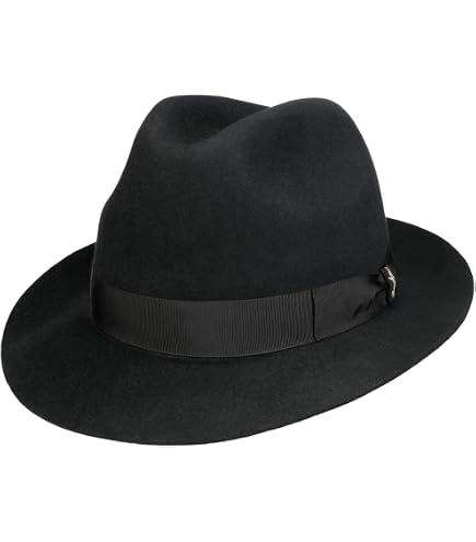 Borsalino Nilo Premium Trilby Fur Felt Hat Women/Men Black 7 1/8