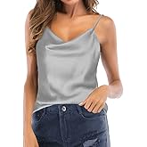 TOUTOUAI Women's Silk Satin Camisole Cowl Neck Tank Top Cami Silky Basic Tank Shirt Blouses