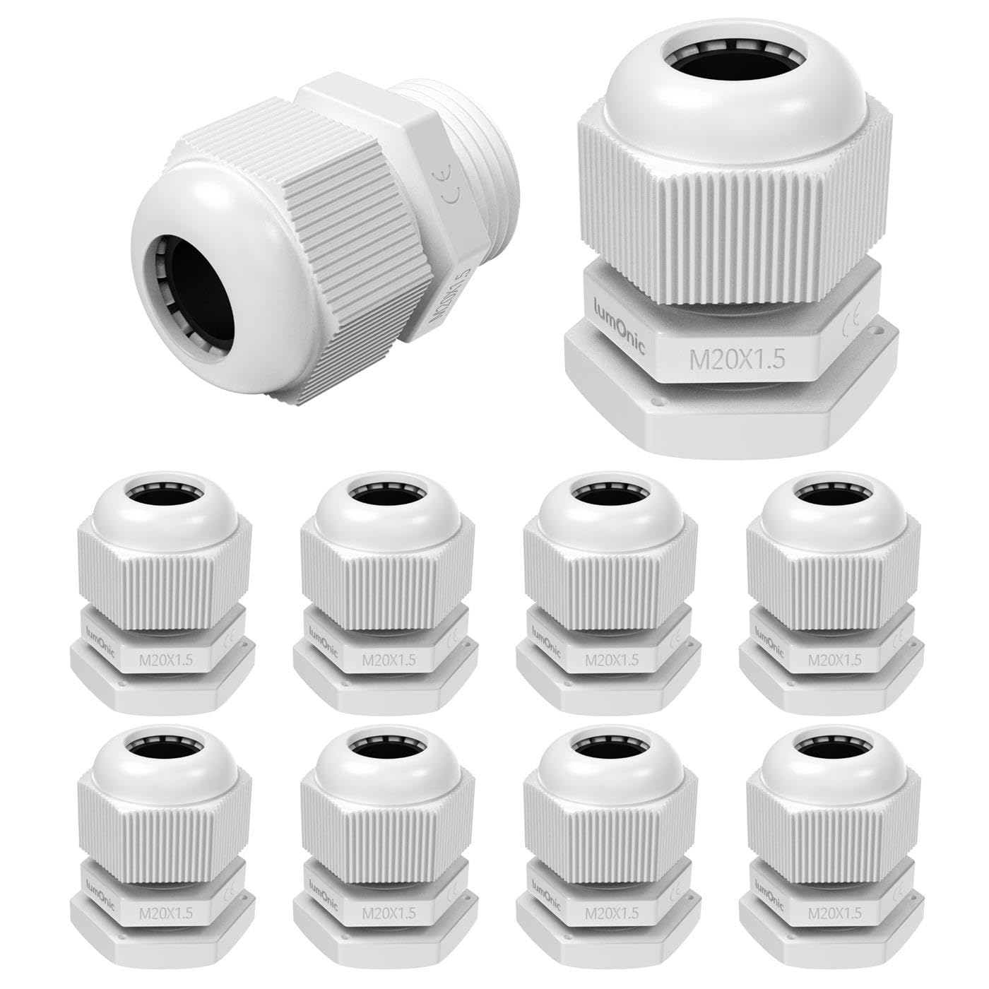 10x Cable Gland M20 IP67 Metric d7-12mm Grey — image 1