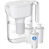Waterdrop PT-11W 7-Cup Water Filter Pitcher with 3 Filters, White | Can Work with Brita&reg; Water Pitchers &amp; Filters, BPA-Free, Fast Flow, Reduces Chlorine and Lead, Up to 6 Months