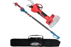JOVANT 2-in-1 Cordless Pole Pruning Shears, Electric Pruning Shears with Pole, Pole Pruner for Tree Trimming, 1.2" Electric Pruner, 9.3 ft Reach Pole (Tools Only, No Battery)