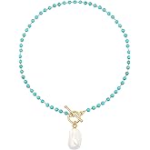 Beaded Choker Necklaces for Women Girls Natural Turquoise Fluorite Malachite Stone Bohemian Beaded Choker Jewelry