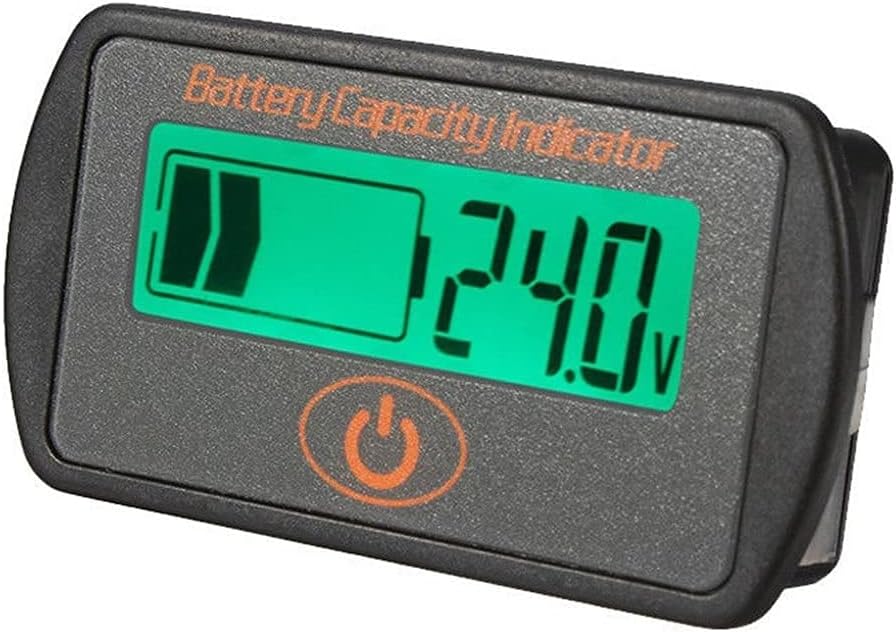 GCARTOUR Battery Capacity Indicator, Digital LCD Display, 12V 24V 36V 48V Lead-Acid Lithium Battery Fuel Gauge Monitor Meter Voltmeter Tester for Auto Motorcycle Vehicle Golf Cart Car (Grey, 48V)