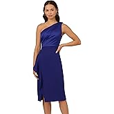 Adrianna Papell Womens Satin One Shoulder Midi Dress