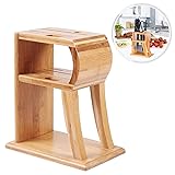 Bamboo Knife Block “R”,Knife Holder With 6