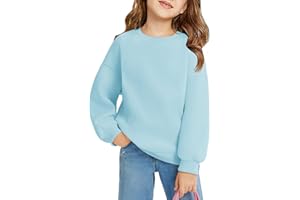 Haloumoning Girls Oversized Crewneck Sweatshirts Kids Fashion Fleece Drop Shoulder Pullover 5-14 Years