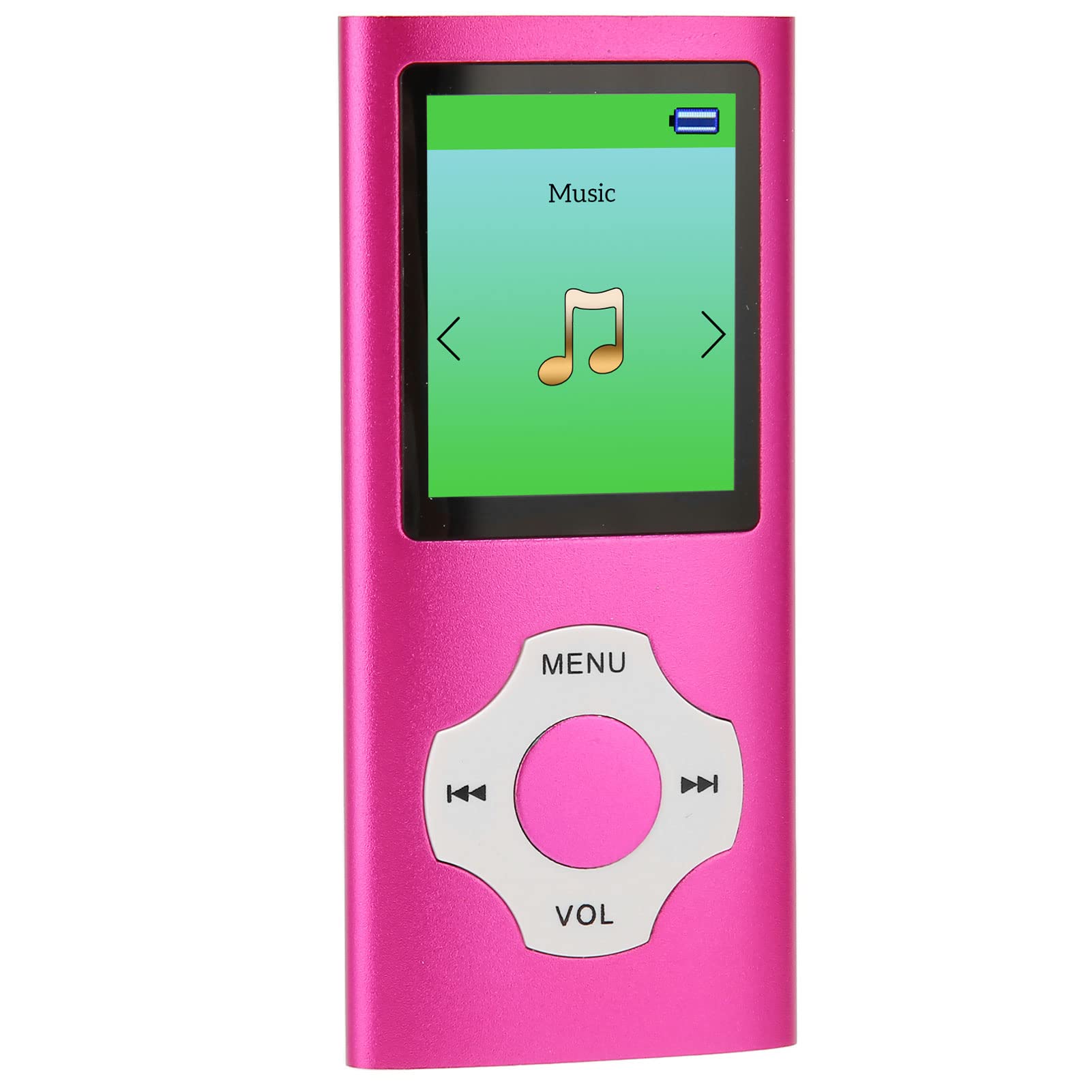 Focket MP3 Player with Bluetooth, 1.8 Portable HiFi Music Player Digital LCD Lossless Music Player with FM Radio, Recorder, Ebook, Image Viewer, Supports Up to 64GB, Earphones Included (Pink)