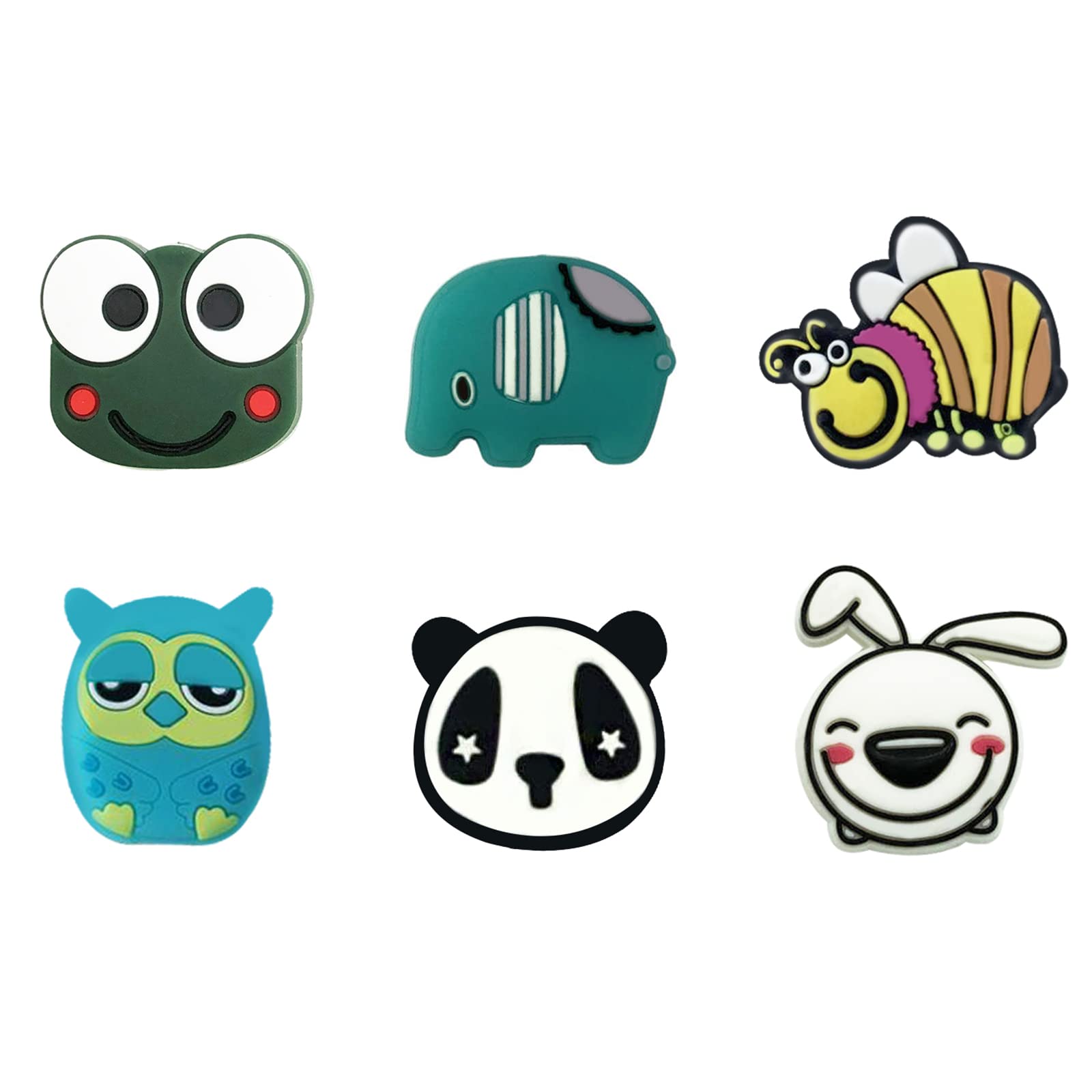 Fozkiery Tennis Racket Vibration Dampeners, Tennis Racket Shock Absorber, Colorful Tennis Accessories (6 pcs Cute Animal Pattern)