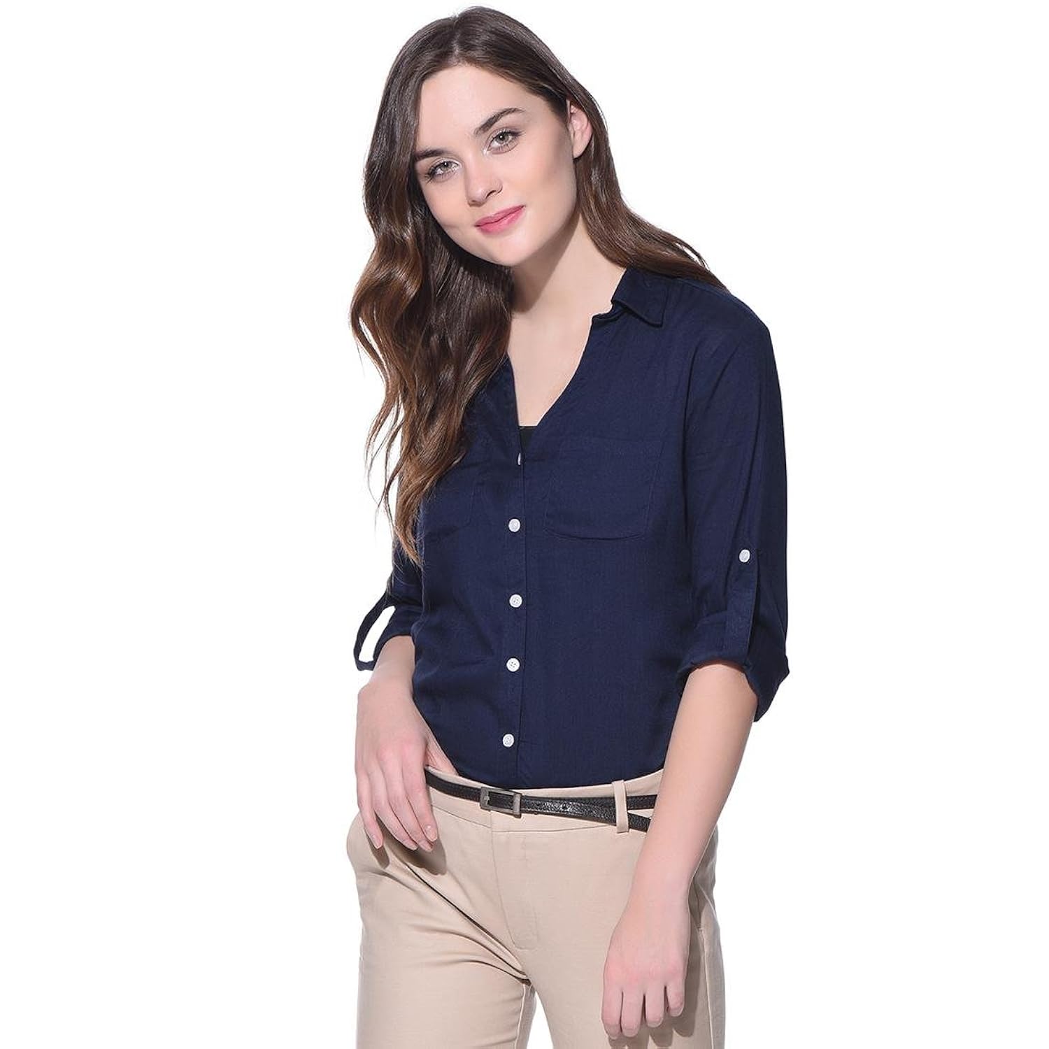 purys women's viscose shirt (re3072shtnavy, navy blue)