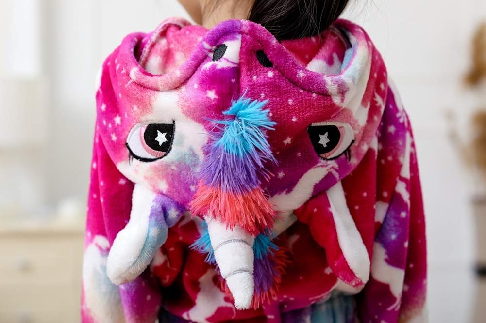 Unisex Children's Flannel Unicorn Bathrobes Hoodie Unicorns Gifts for Girls: Clothing