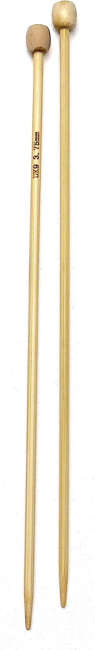 One Pair 9'' (23cm) x 3.75mm Single Pointed Bamboo Knitting Needles