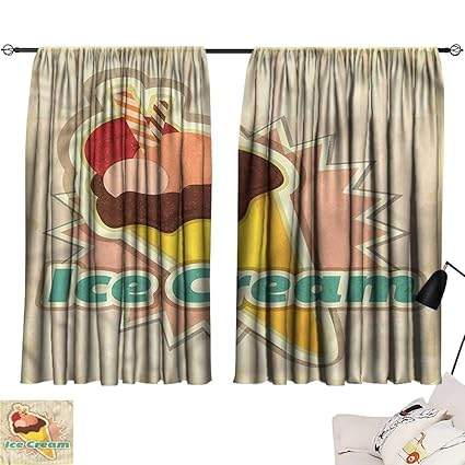 Amazon Com Denruny Room Curtains Ice Cream Vintage Funky 84 X96