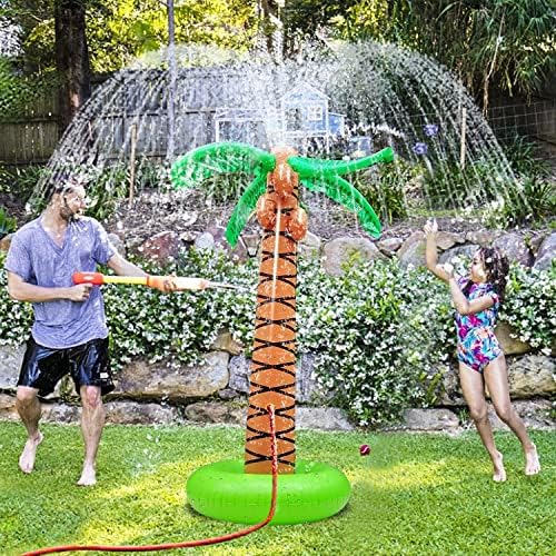 61 Inflatable Palm Tree Backyard Sprinkler Toy for Kid, Spray Water