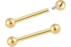 Pierced Koala 2PCS Titanium Implant Grade 16G 14G Internally Threaded 8mm - 14mm Tongue Nipple Industrial Bar Ear Barbell Bod