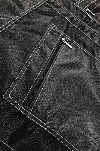 Under NY Sky Cross-Back Barber Black Apron – Heavy-Duty Nylon, Water and Chemical Resistant, Zipped Pockets, No-Tie, Split-Leg – Adjustable for Men, Women – Pro Hair Stylist, Salon, Colorist, Artist - Thumbnail 5