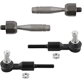 BOXI 4pcs Front Inner + Outer Tie Rod Ends for Audi A4 Quattro 1996-2008 A6 Quattro 1998-2010 A8 Quattro 1997-2003 RS4 2007 2008 RS6 2003 2004 S4 S6 S8 / for Volkswagon Passat 1998-2005 | EV440 ES3646