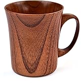 Aritjt Wooden Coffee Cups Tea Cups with Handle, 9.5oz, 280ml, Wood Outdoor Travel Man Mug Tea Camping Cup,Drinking Wood Mugs for Beer/Coffee/Milk/Water