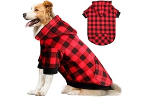 MTLIEPTE Red Plaid Dog Hoodie Sweater for Dogs Pet Clothes with Hat and Pocket（XXL）