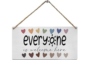Mtrgdn Welcome Sign, Back To School Welcome Sign,Classroom Decor Wood Wall Hanging,School Counselor Wall Art Therapy Office Decor Boho Everyone is Welcome Here Wood Wall Decor,12x6 inch