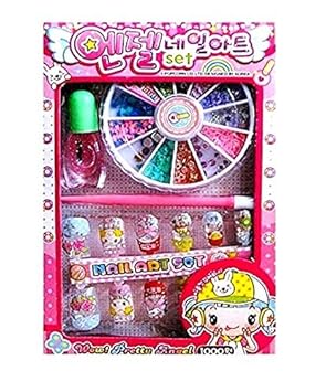 Nail Art Kit for Kids Girls (4 Years to 10 Years) with 12 Artificial Nails with Tools and Glitters / Home Salon / Birthday Gift for Girls (Random Cute Nail Designs) ( 4 Pcs. Set)