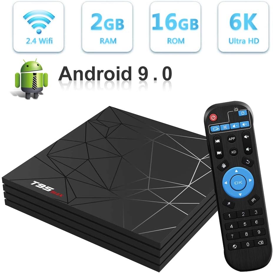 Sidiwen Android 9.0 TV Box T95 MAX Set Top Box 2GB RAM 16GB ROM Allwinner H6 Quad Core WiFi 2.4G Ethernet USB 3.0 Support 6K 4K Ultra HD H.265 Internet Media Player
