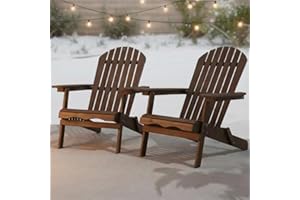 IDZO Outdoor Wooden Folding Adirondack Chair Set of 2 with Pre-Assembled BackRest, Wood Patio Chair for Garden Backyard Porch Pool Deck Firepit