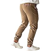 Wowie Mens Rambler Joggers, Chino Style Stretch Joggers, Soft Cotton Spandex Pants with Stretch Ankle Cuffs & Pocket Accents