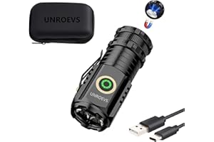 UNROEVS Mini Flashlight 2550 Lumens Rechargeable USB C Charging, Small Flashlights High Lumens 5 Modes, Pocket Light with Clip, Magnetic Flash Light for EDC,Camping, Hiking,Emergency
