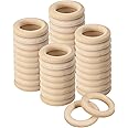 50-Piece 15mm Wood Rings For Crafting - Natural Unfinished Wood Circles For DIY Projects