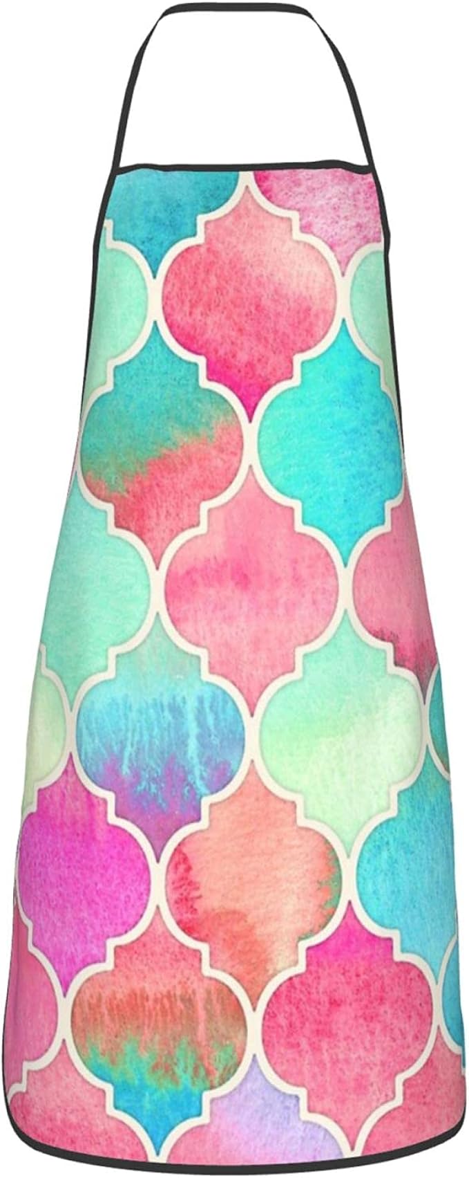 Apron Watercolor Moroccan Patchwork In Magenta, Peach & Aqua Aprons for